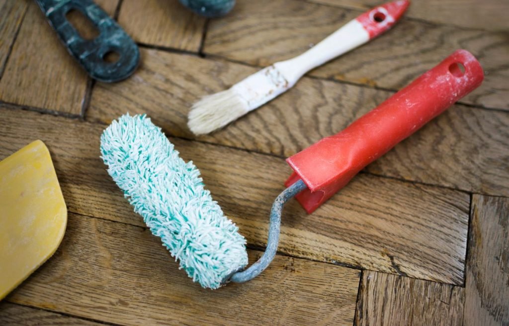 Painting tools on the floor